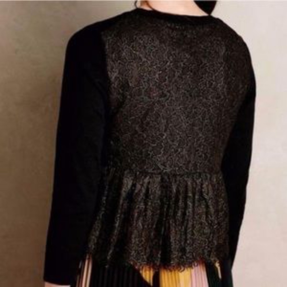 Anthropologie Afterword cardigan black lace L